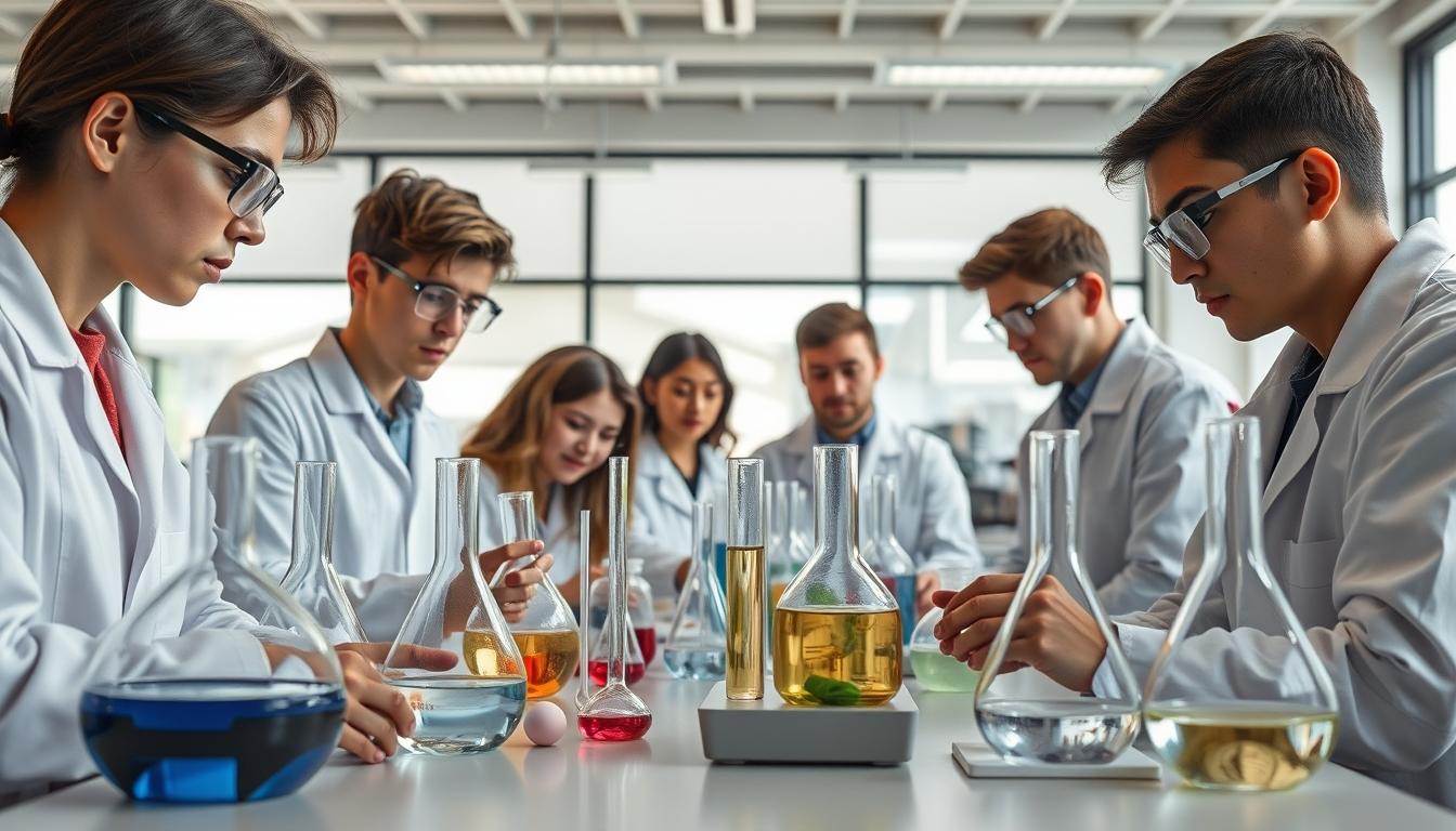 Students working in research laboratory